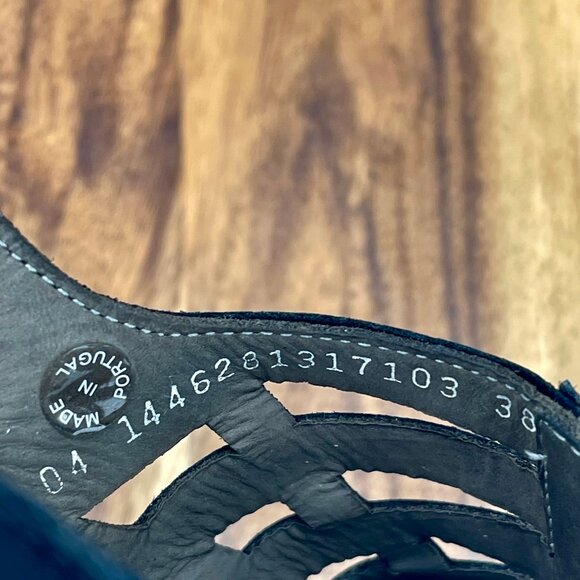 Mephisto Air Relax Womens 7/38 Black Leather Trapezoid Wedge Comfort Sandals - Picture 13 of 13